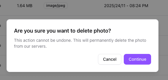 Manage Upload Screenshot